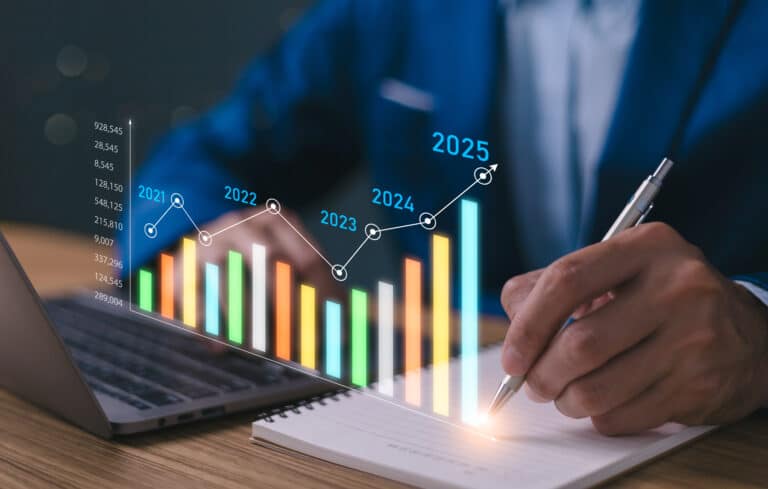 A graph showing increasing leads in 2025.